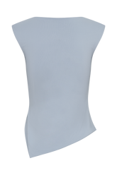 Lisette Asymmetric Recycled Nylon Top - Dusty Blue